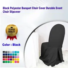 Black Polyester Banquet Chair Cover Durable Event Chair Slipcover