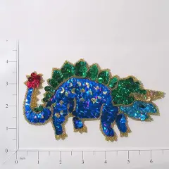 6 1/4" x 3 1/2" Steve Triceratop Dinosaur Sequin Applique/Patch