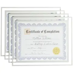 4 Pack 8.5x11 Glass Certificate Frames with Stand for Documents, Diplomas Awards, for Tabletop, Hanging