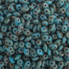 Matubo 2-Hole Czech Glass Senegal Brown Violet Superduo Beads, 100g Turquoise Blue