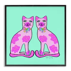 Stupell Industries Mirrored Purple Cats Framed Giclee Design by Katie Conley