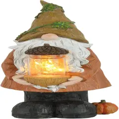 LED Lights Resin Gnome Statue Fall Decoration
