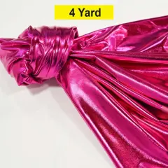 Metallic Foil Spandex Lame Stretch Fabric for Apparel and Costumes Fuchsia