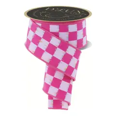 2.5" Bold Antique Fused Check: Hot Pink (10 Yards)