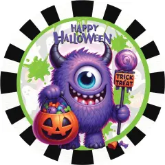 Happy Halloween Purple Monster Sign