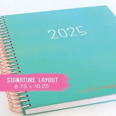 2025 Planner - Signature Layout, Spiral Bound - "Teal Strokes" (#202)