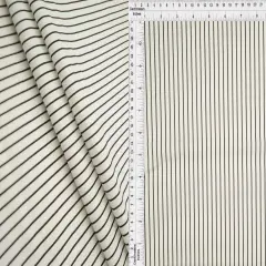 Stretch Cotton Poplin Stripe Fabric, Printed Woven 97% Cotton 3% Spandex, 57/58" Wide IVORY