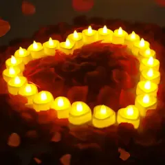 Rose Petals for Romantic Night Candles for Her Set 24 Pcs Led Love Candles 1000Pcs Red Petals Romantic Decorations Special Night Valentines Day Decor Proposal Ideas Bachelorette Party Wedding