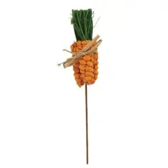 Orange Velvet Carrot Pick 11.5 inch Decorative Carrot Bundle with Raffia Bow