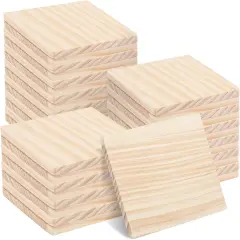 36 PCS 4 Inch Unfinished Wood Coasters, Premium Square Wooden Plaques