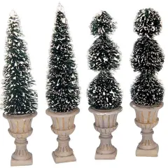 Lemax Cone-Shaped & Sculpted Topiaries - Set Of 4