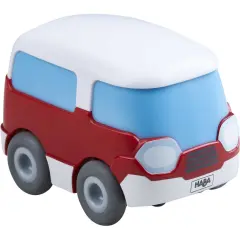 HABA Toddler Car Toy with Momentum Motor - Kullerbu Red Mini Bus, Push and Go Cars for Kids Ages 3-5, Bus Toys for Ages 2 Years Old and Up Multicolor