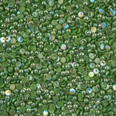 Crystal Lane DIY SS12(3mm) Plastic Pearl Flatback Rhinestones, 1850pcs Dark Green AB