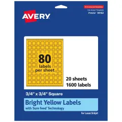 Avery Bright Yellow Paper Labels, 0.75" x 0.75" Square