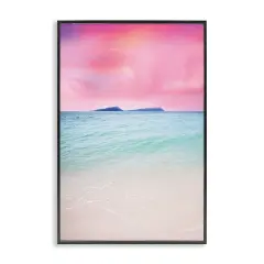 Stupell Industries Pink Sky Shoreline Framed Giclee Wall Art Design by Nataly White