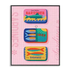 Stupell Industries Bright Sardine Can Designs Framed Giclee Wall Art Design by Nina Seven