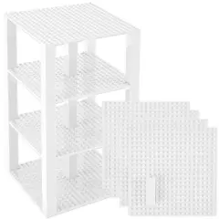 Strictly Briks Classic Stackable Baseplates, Building Bricks For Towers, Shelves, and More, 100% Compatible with All Major Brands, White, 4 Base Plates & 30 Stackers, 6x6 Inches, Ages 3-14