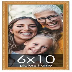 6x10 Museum-Quality Picture Frame with UV-Resistant Acrylic & Acid-Free Backing, Available in 4 Finishes - Gold, Silver, Bronze, and Black