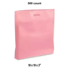 Sustainable Die Cut Handle Bags for 18 x 19 x 3" Pink
