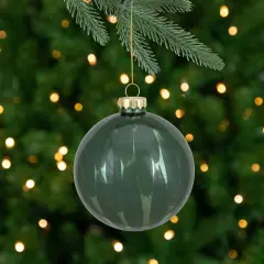 Northlight Shiny Brush Stroke Glass Christmas Ball Ornament - 4" - Green
