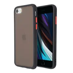 Translucent Matte Case For iPhone SE 2020 (2nd Gen), Hybrid Hard Back Soft Edges TPU Full Body Cover Black/Red, by Insten