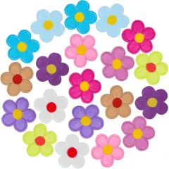 20 PCS Flower Iron on Patches, PAGOW 5 Petals Flower Applique Patch, Sew On Embroidered Applique Sewing Patches for Bags, Jackets, Jeans, Clothes DIY Patches, 2.04inchx2.04inch (W*H) 20 Colors