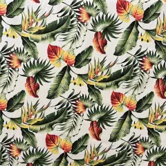 1 Yard Multicolor Palm Leaves Upholstery Cotton Fabric 100% Cotton, 56"-58" Width White