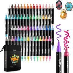 Ohuhu Acrylic Paint Markers 60 Colors: Dual Tips (Round & Fine) Acrylic Markers High Opacity Paint Pens Waterproof Lightfast for Rock Painting Easter Eggs Wood Glass Ceramic Canvas - Kakaako