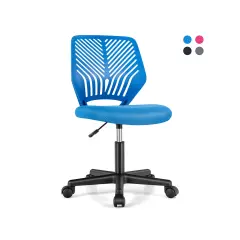 Height-Adjustable Office Desk Chair with Universal Casters and Ergonomic Curved Backrest Blue