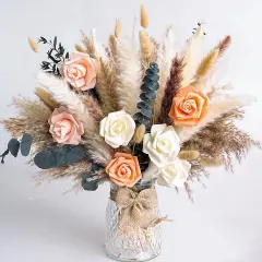Dried Flower Bouquet | Pampas Grass Decor | Floral Arrangements for Home & Wedding | Boho, Rustic, and Modern Decorations