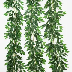3 Strands Artificial Italian Ruscus Vines 78" Silk Italian Ruscus Greenery Garland with Green Leaves Faux Greenery Stems for Table Centerpieces Wedding Arch Flowers Home Decor