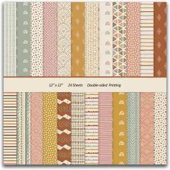 Scrapbook Paper Pads 24 Sheets Double-Sided Decorative Craft Paper, Vintage Cardstock Paper Colored Patterned Paper Pack