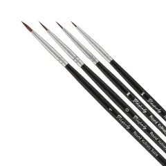 Creative Mark Rhapsody Kolinsky Sable Brushes for Professional Watercolorists- Round Precision Set of 4 Excellent Spring, Full Belly, Split-Proof Points, Chrome Ferrules, Short Handle, English Sizing