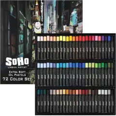Oil Pastels Set of 72 - Extra Soft, Blendable, Highly Pigmented and Vibrant, Ideal for Artists, Professionals, Students - Suitable for Drawing, Sketching, Layering, and Scraping