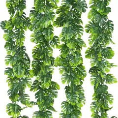4Pcs Artificial Monstera Leaf Vines, 5.6Ft Fake Hanging Greenery Plants Tropical Palm Leaves Ivy Vine Monstera Garland for Home Garden Porch Patio Hawaiian Party Indoor Outdoor D&eacute;cor