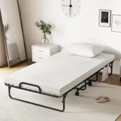 Folding Bed with Memory Foam Mattress and Pillow for Guest Room Use