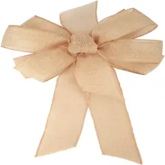 1 Pcs 10 x 20 Inch Big Bow Burlap Ribbon with Natural Jute Rustic Wreath Ribbons and Bow Use Wrapping, Party Decoration (Linen)