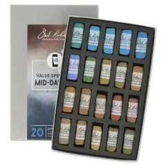 Richeson Soft Handrolled Pastels - Mid Darks 4, Set of 20