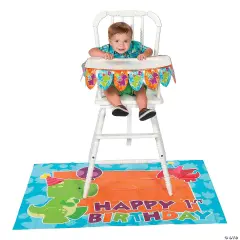 Little Dino 1st Birthday High Chair Decorating Kit 2 Pieces