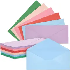 96-Pack #10 Colored Business Envelopes for Checks, Invoices, Mailing Letters, Invitations, Announcements, Office Supplies, Gummed Seal, 6 Pastel Colors (4-1/8 x 9-1/2 Inch)