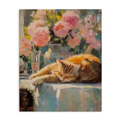 Stupell Industries Orange Cat Resting Canvas Design by Nini Art