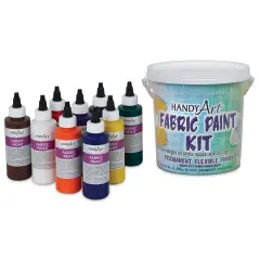 Handy Art Fabric Paint - Primary Set of 9 w/ Bucket, 4 oz