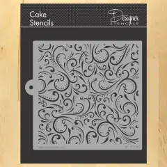 Swirls and Dots All Over Print Stencil | C1032 by Designer Stencils | Cake Decorating Tools |