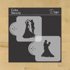 Dancing Couple Cake Stencil | C818 by Designer Stencils | Cake Decorating Tools | Baking Stencils for Royal Icing, Airbrush, Dusting Powder | Reusable Plastic Food Grade Stencil for Cakes | Easy to Use & Clean Cake Stencil