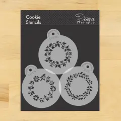 Flower Chain Cookie Stencil Set | C847 by Designer Stencils | Cookie Decorating Tools | Baking Stencils for Royal Icing, Airbrush, Dusting Powder | Reusable Plastic Food Grade Stencil for Cookies | Easy to Use & Clean Cookie Stencil