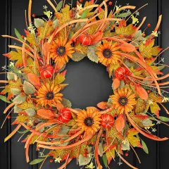 Autumn Fall Wreath with Pumpkin - 24-26 Inch
