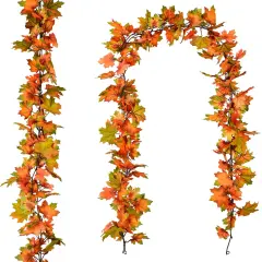 2 Pack Fall Maple Leaf Garland, 6.5Ft/Piece Hanging Vine Artificial