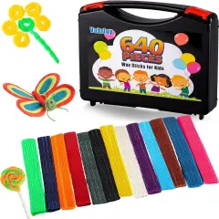 Wax Craft Sticks for Kids,640 Pcs Bendable Sticky Wax Yarn Sticks,Molding Sculpting Sticks for Kids DIY School Project,Art Supplies,with Plastic Storage Box(13 Colors)