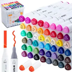 Alcohol Markers, 48 Colors Dual Tip Art Markers, Chisel & Fine Drawing markers with Case, for Adult Kids Halloween Drawing Sketching (White Barrel)