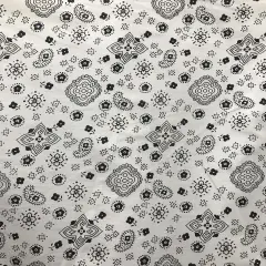 1 Yard White Poly Cotton Fabric with Paisley Bandanna Design 59/60 Inches Wide